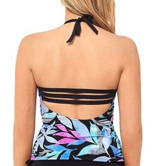 Nwt Salt + Cove Printed Ruched Tankini Swim Top - Picture 3 of 7